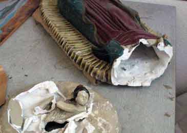 Statue of Madonna  being repaired.